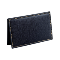 Black Leather Card Holder with Gold Stitching on a Transparent Background png