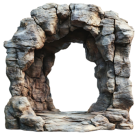 Stone Archway with Transparent Background, Natural Rock Formation, Isolated Cave Entrance, 3D Render, Realistic Stone Arch, Empty Archway, Digital Art, Stone Gate, Background Removal png