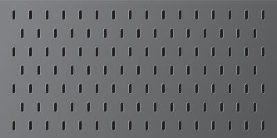 Peg board with oval holes. Rectangle grey gradient peg board perforated texture background for working bench tools. vector