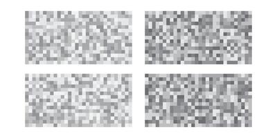 Monochrome pixelated censor bars in rectangle shapes. Ideal for covering sensitive content in graphic design, social media posts, and editorial layouts. vector