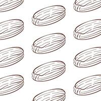 Eclair seamless pattern in line art style. French bakery design element for cafe menu. illustration on a white background. vector