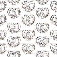 Pretzel seamless pattern in line art style. A bakery menu design product in the shape of a brezel. illustration on a white background. vector