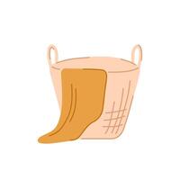 Laundry basket with dirty clothes in flat style. Washed laundry in hamper. illustration isolated on a white background. vector