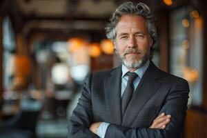 Portrait of confident businessman with arms crossed and serious expression, Success, leadership, photo