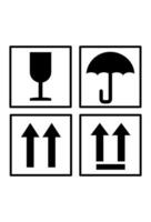 sheet icon delivery remains safe. top package. keep dry. fragile items vector