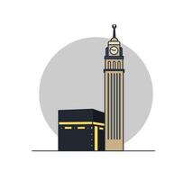 Ka'bah and clock tower vector