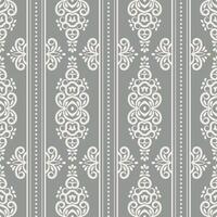 Damask seamless Wallpaper design. Baroque style pattern. Gray and white floral element. Graphic ornate pattern for fabric, packaging, wrapping. vector