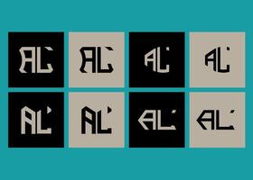 AL minimalist and classic logo set design. AL monogram polygonal and circle shape . AL unique design. vector