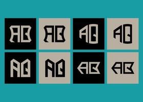 AQ minimalist and classic logo set design. AQ monogram polygonal and circle shape . AQ unique design. vector