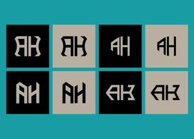 AH minimalist and classic logo set design. AH monogram polygonal and circle shape . AH unique design. vector