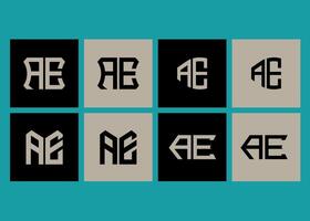 AE minimalist and classic logo set design.AE monogram polygonal and circle shape . AE unique design. vector