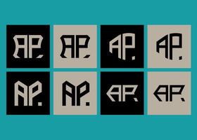 AP minimalist and classic logo set design. AP monogram polygonal and circle shape . AP unique design. vector