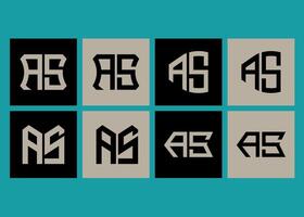 AS minimalist and classic logo set design. AS monogram polygonal and circle shape . vector