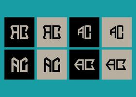 AC minimalist and classic logo set design.AC monogram polygonal and circle shape . AC unique design. vector