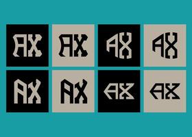 AX minimalist and classic logo set design. AX monogram polygonal and circle shape . vector