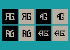 AG minimalist and classic logo set design. AG monogram polygonal and circle shape . AG unique design. vector