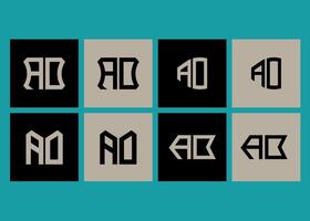 AO minimalist and classic logo set design. AO monogram polygonal and circle shape . AO unique design. vector