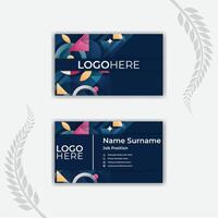 Print Flat mosaic horizontal business card template. vector