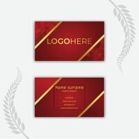 Print red and golden business card template. vector