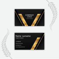 Print black and golden color business card template. vector