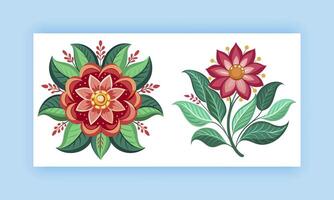two flowers on a blue background vector