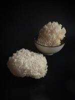 Dried snow fungus in a white bowl photo