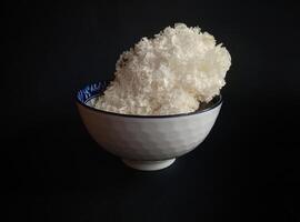 Dried snow fungus in a white bowl photo