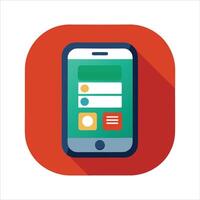a flat icon of a phone with a red background vector
