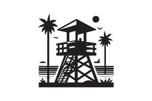 A black and white illustration of a lifeguard tower vector