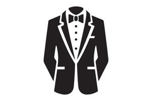 A black and white illustration of a tuxedo vector