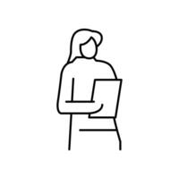 business woman thin outline icon design good for web or mobile app vector