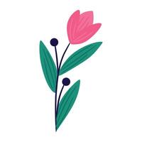 Simple, stylized tulip with green leaves and dark blue accents. Perfect for minimalist designs, branding, and social media graphics. vector