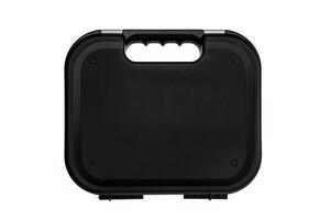 black plastic case for gun isolated on white back photo