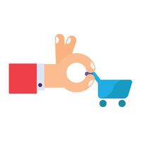 Hand Holds the Cart Icon Business Element vector