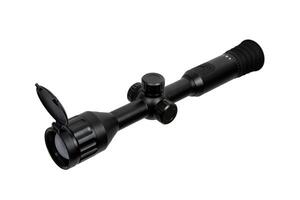 Modern sniper scope on a white background. Optical device for aiming and shooting at long distances. Sight with built-in thermal imager. Isolate on a white back photo
