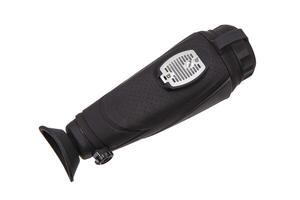modern black optical scope for weapon isolated on whited. sight scope isolated on white back. photo