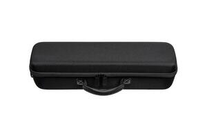 Hard black case with zipper. Case with nice fabric texture and carrying handle. Isolate on white back photo