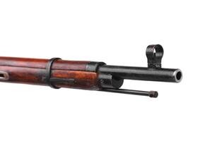 Soviet Mosin rifle isolate on a white back The weapon of the red army and the revolution. A vintage bolt carbine from World War II. photo