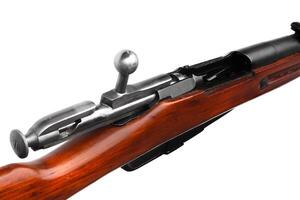 Soviet Mosin rifle isolate on a white back The weapon of the red army and the revolution. A vintage bolt carbine from World War II. photo