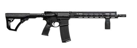 A modern automatic carbine without sights and with an additional handle. Isolate on a white back photo