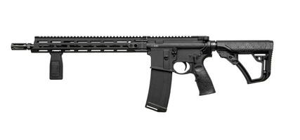 A modern automatic carbine without sights and with an additional handle. Isolate on a white back photo