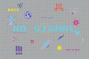 Neon Bright Background with No Signal Text vector