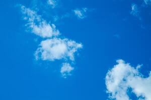 White clouds on a back of blue sky. Clear sky with fluffy light clouds. photo