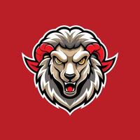 Angry sheep mascot logo icon design on red background vector