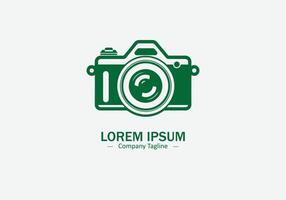 Minimal abstract logo of green camera icon design on white background vector