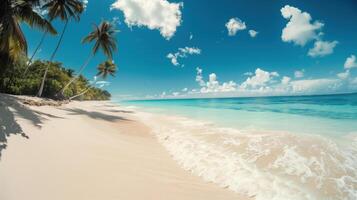 Beach of a tropical island. Paradise place on the planet. Coast of a sea or ocean. photo