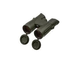 Modern binoculars isolate on white back. Surveillance device. Device for viewing at a distance. photo