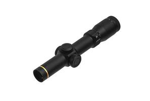 modern black optical scope for weapon isolated on whited. sight scope isolated on white back. photo