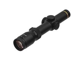 modern black optical scope for weapon isolated on whited. sight scope isolated on white back. photo