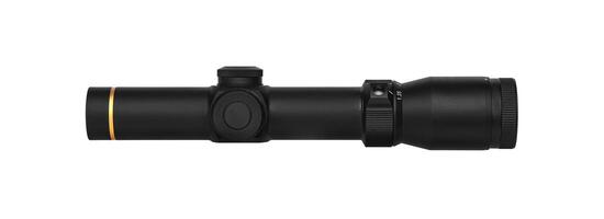 modern black optical scope for weapon isolated on whited. sight scope isolated on white back. photo